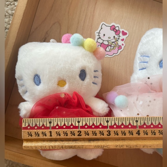 Lot of 2 Hello Kitty Plushies with Tulle Skirts and Pom Pom ball accents - Picture 3 of 10